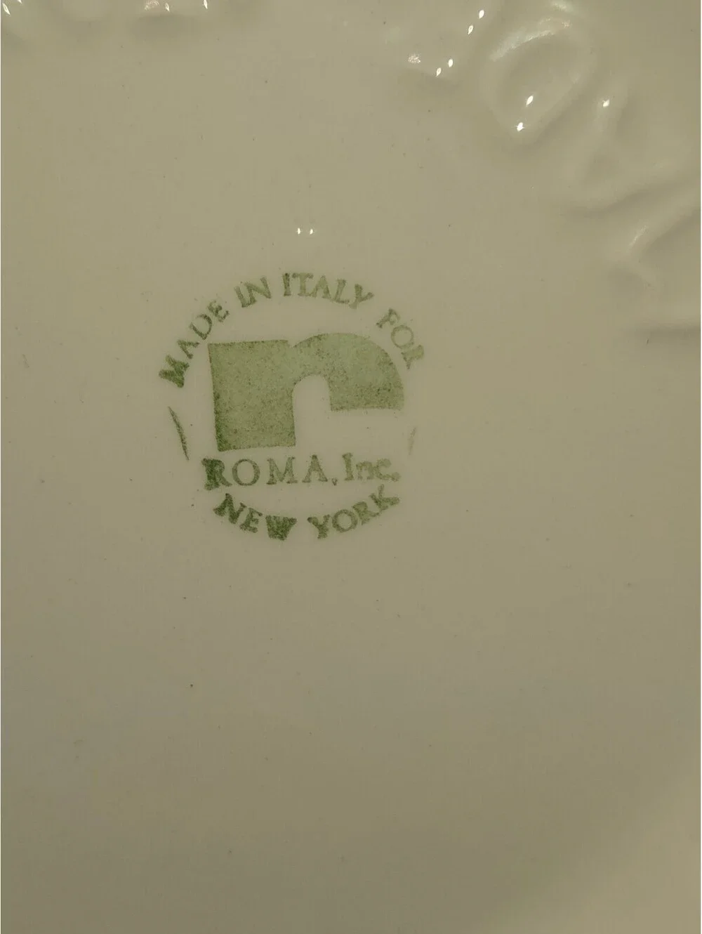 Vintage Italian Ceramic Green White Splatterware Bowl ROMA Inc NY 12